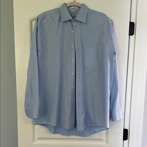 Van Heusen Sky Blue Royal Herringbone Dress Shirt 17 x 34/35 Regular Fit